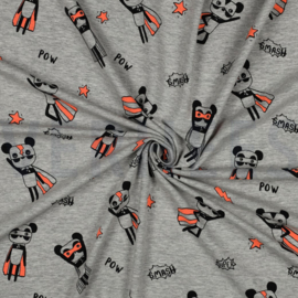 Jersey geméleerd neon superhelden lichtgrijs