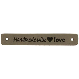 Leren Label handmade with love 7x1 cm