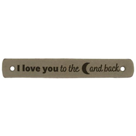 Leren Label I love you to the moon and back 7x1 cm