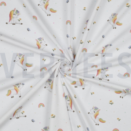 Jersey gots digitaal eenhoorns wit