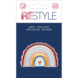 Restyle applicatie regenboog met hartje oranje