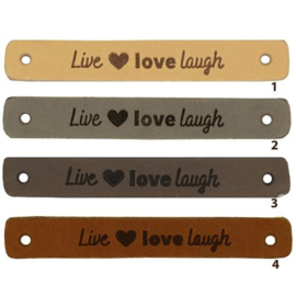 Leren Label live love laugh 7x1 cm