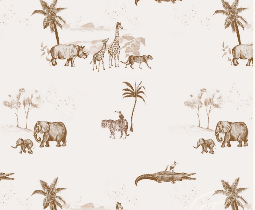 Vintage Jungle Taupe Family-Fabrics