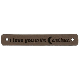 Leren Label I love you to the moon and back 7x1 cm