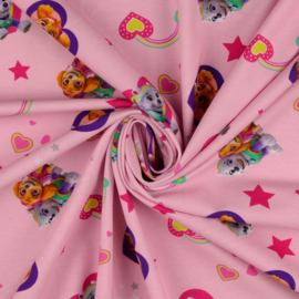 Katoen Jersey stof Paw Patrol Licht roze