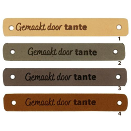 Leren Label gemaakt door tante 7x1 cm