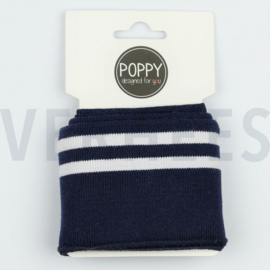 Cuffs strepen 7 cm marine blauw