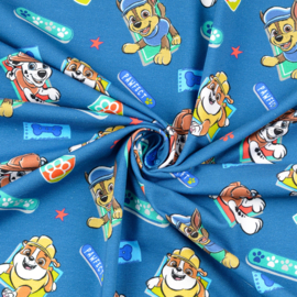 Katoen Jersey stof Paw Patrol Babyblauw