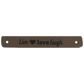 Leren Label live love laugh 7x1 cm