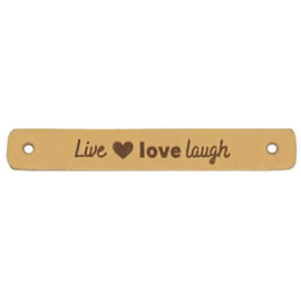 Leren Label live love laugh 7x1 cm