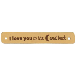Leren Label I love you to the moon and back 7x1 cm