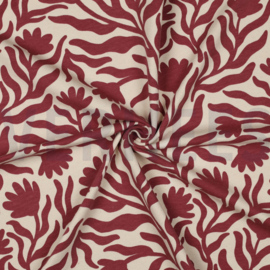 Sweat natural bloemen bordeauxrood