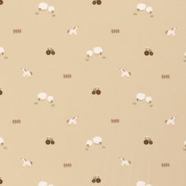 Katoen jersey stof boerderij beige