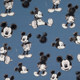 Katoen Jersey stof Mickey Mouse Babyblauw