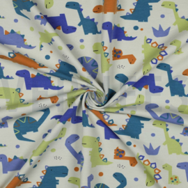 French Terry Dinosaurussen gebroken wit