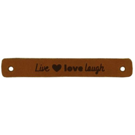 Leren Label live love laugh 7x1 cm