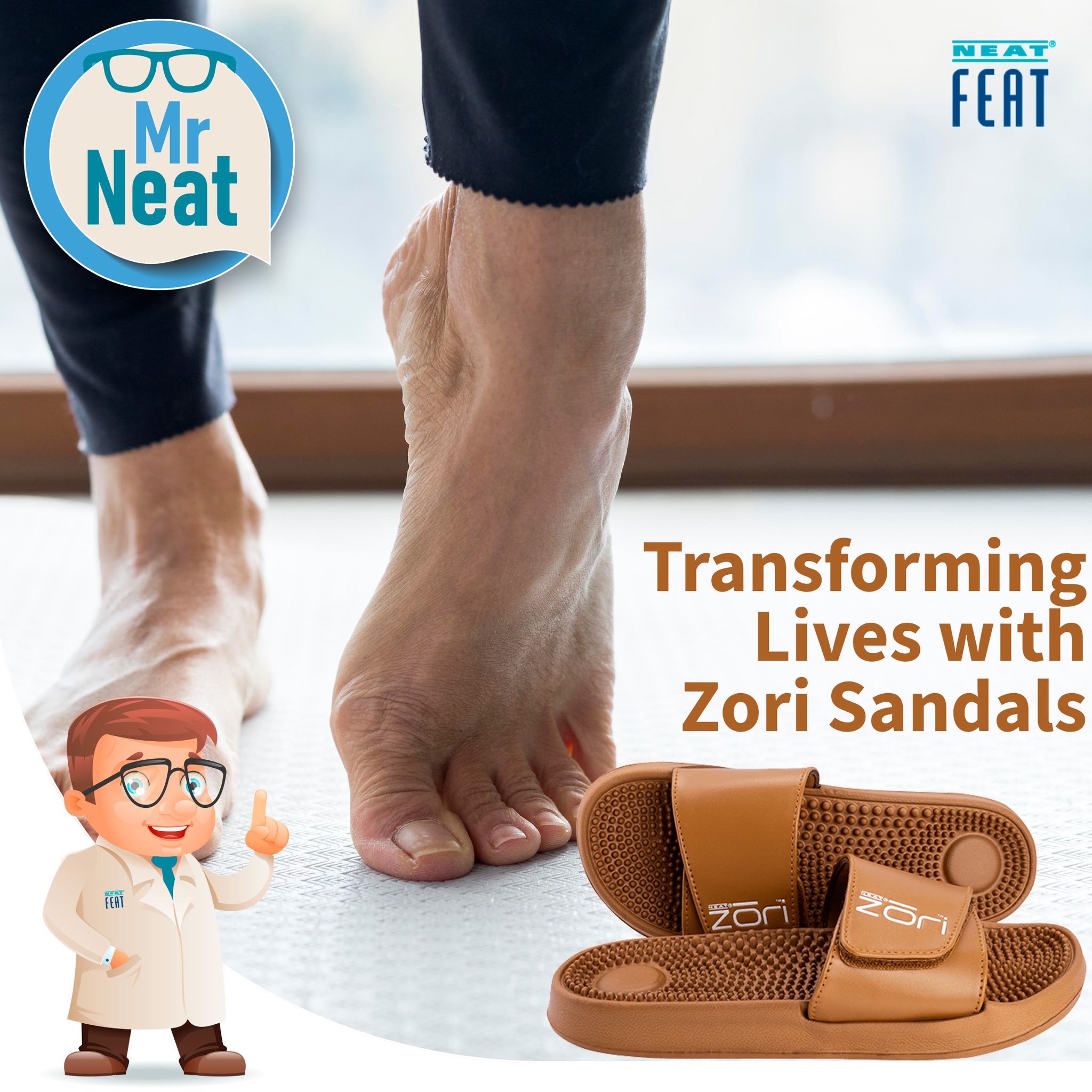 Neatfeat - Zori Slippers - Cognac - Massage Pump