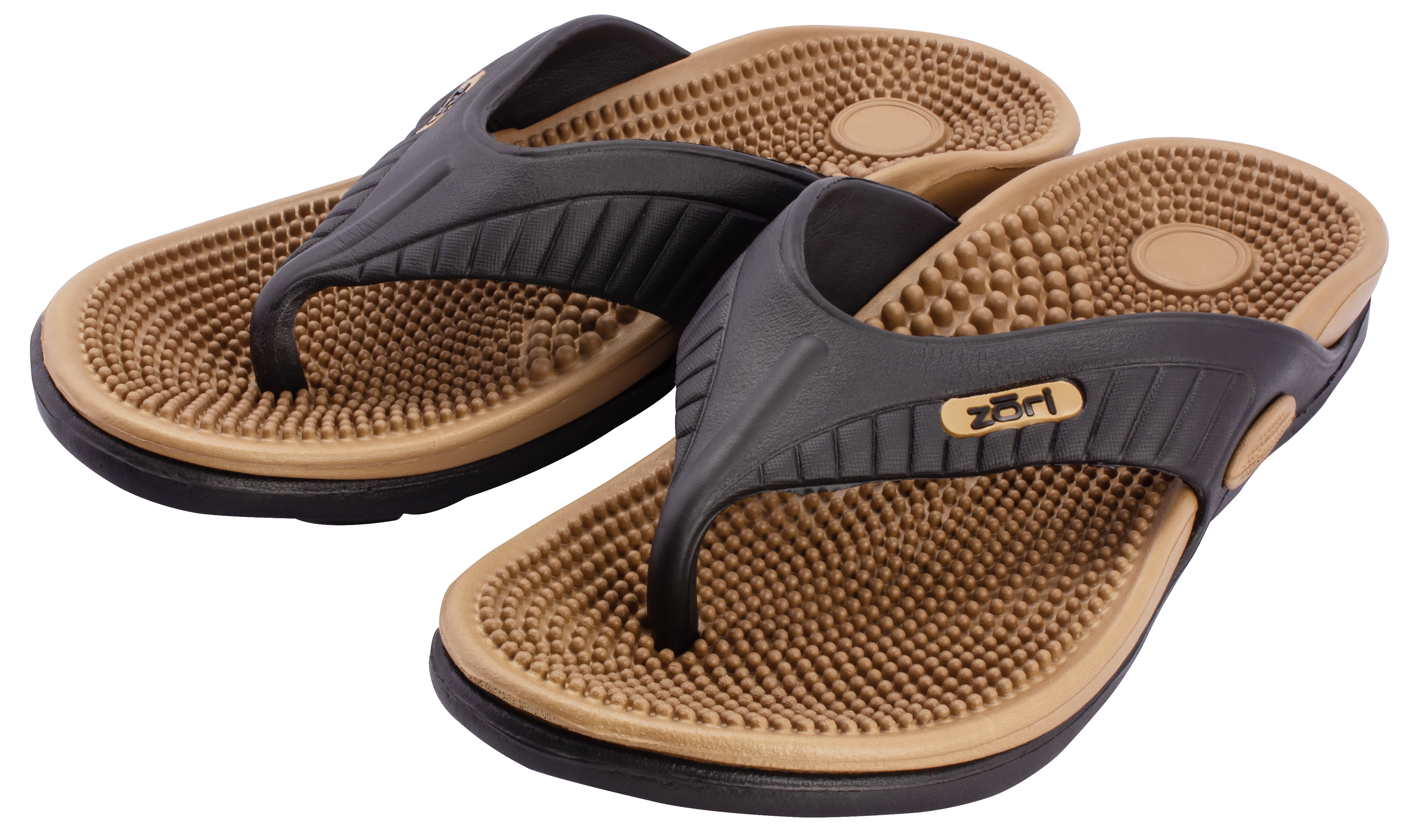 Neatfeat- Zori Slippers - Zwart/Cognac - Massage Thong