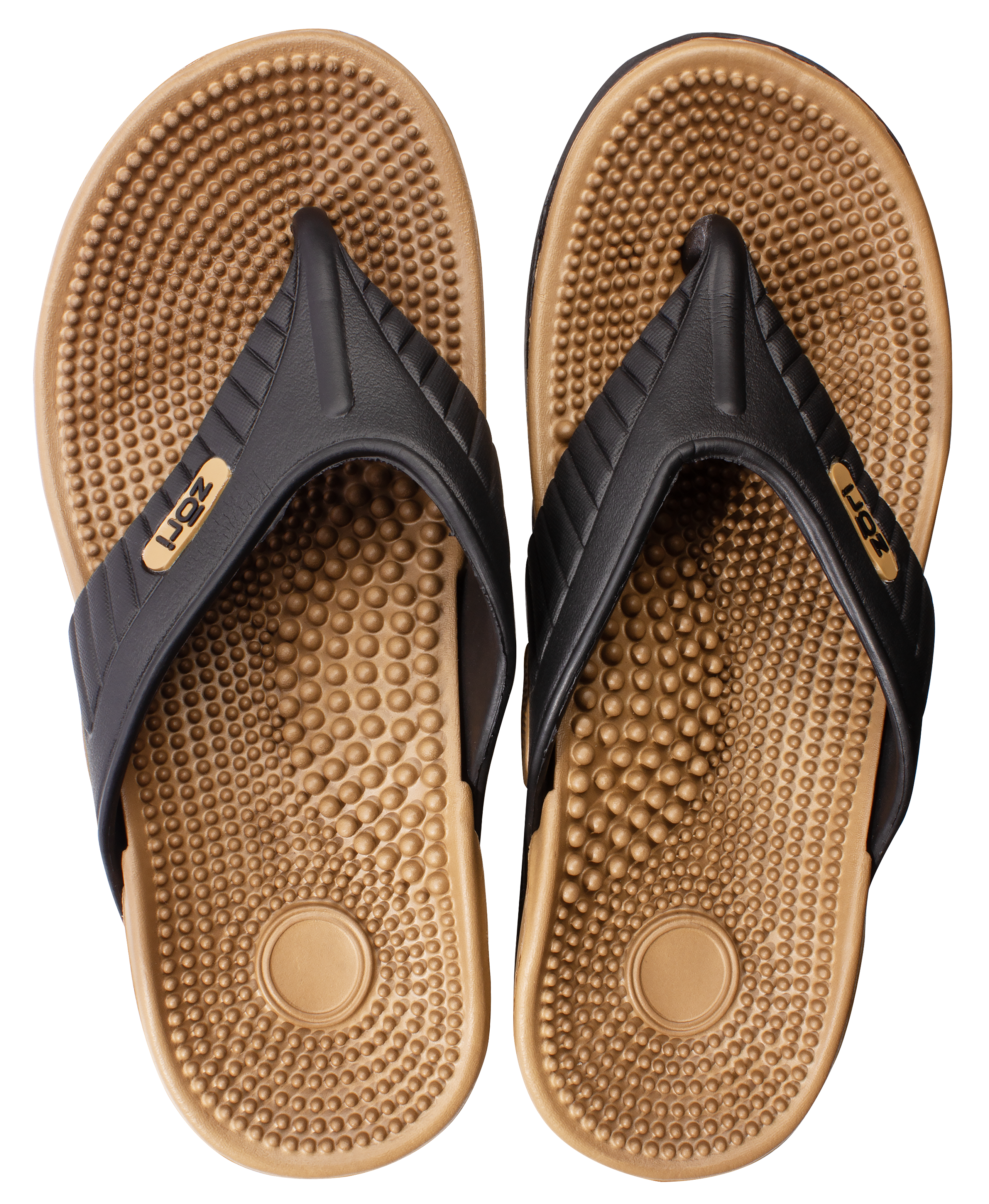 Neatfeat- Zori Slippers - Zwart/Cognac - Massage Thong