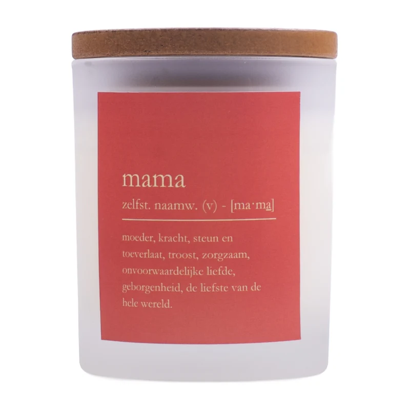 Geurkaars 'Mama' - bergamot, sinaasappel, jasmijn, patchouli.
