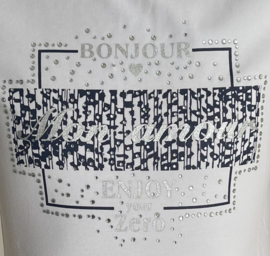 Meisjes shirt, t-shirt voor meisjes "Bonjour Mon Amour" in de kleur wit