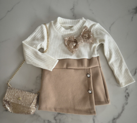 Baby meisjes jurkje met glitter strik en glitter tasje