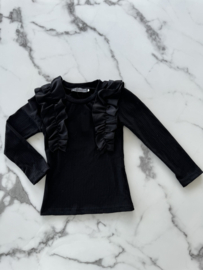 Meisjes Longsleeve top met ruffles "Zwart"