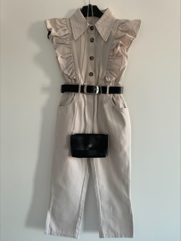 Meisjes Jumpsuit "Beige" inclusief tasje en riem