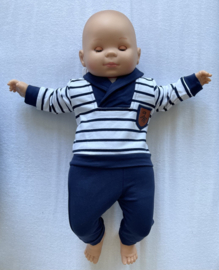 Baby jongens set 2 delig wit met donkerblauw bestaande uit een trui en broek