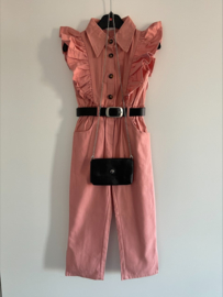 Meisjes Jumpsuit "Oud Roze" inclusief tasje en riem