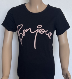 Meisjes shirt, t-shirt voor meisjes "bonjour" in de kleur zwart