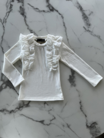 Meisjes Longsleeve top met ruffles "Wit"