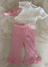 Baby meisjes 3 delige set met ruffles "Roze"