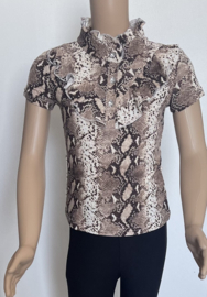 Meisjes shirt, t-shirt voor meisjes in de kleur slangenprint Camel