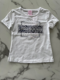 Meisjes shirt, t-shirt voor meisjes "Bonjour Mon Amour" in de kleur wit