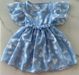 Baby meisjes  jurk blauw met hartjes