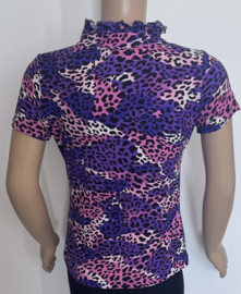 Meisjes shirt, t-shirt voor meisjes in de kleur panterprint Lila-Roze