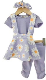 Baby meisjes kledingsetje paars met bloemetjes