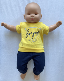 Baby jongens set 2 delig "Bonjour" bestaande uit een t-shirt en broek