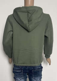 Jongens Hoodie met een beertje in de kleur Army Green