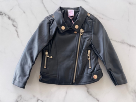 Meisjes leather look jas "Zwart"