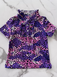 Meisjes shirt, t-shirt voor meisjes in de kleur panterprint Lila-Roze