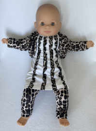 Baby meisjes set 3 delig Panterprint bestaande uit een broek, tuniekje en een vestje