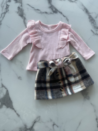 Baby meisjes 2 delig setje bestaande uit een shirt met een rok "Roze"