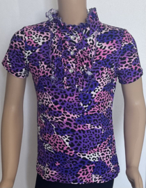 Meisjes shirt, t-shirt voor meisjes in de kleur panterprint Lila-Roze