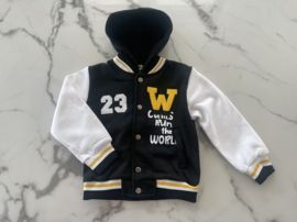 Jongens Baseball Jacket/Vest "Zwart/Wit/Geel"