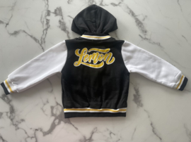 Jongens Baseball Jacket/Vest "Zwart/Wit/Geel"