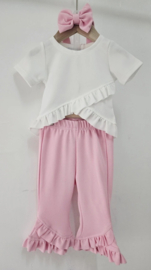 Baby meisjes 3 delige set met ruffles "Roze"