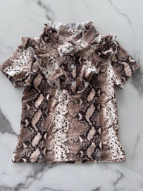 Meisjes shirt, t-shirt voor meisjes in de kleur slangenprint Camel