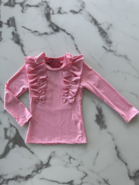 Meisjes Longsleeve top met ruffles "Roze"